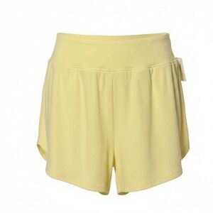 GapBody Womens XXL Pale Yellow Ribbed Knit High Waisted Lounge Shorts NWT